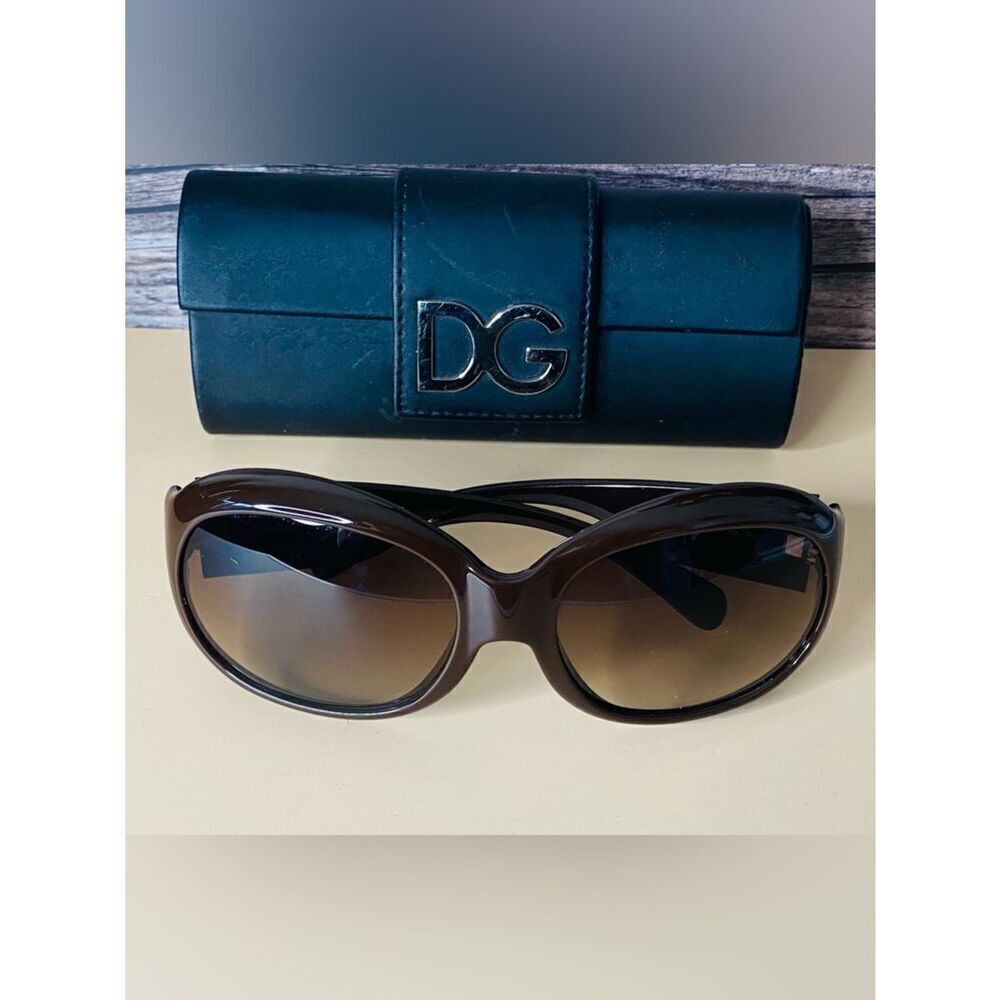 Dolce Dark Brown Acetate Sunglasses with Crystal Logo. Authentic. 💕HOST PICK🥂